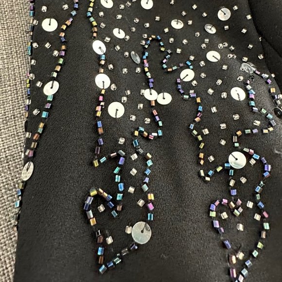 Vintage Stenay Sequin Jacket Black Buttons Beaded Long Sleeve Party Formal Sz 14 - Picture 15 of 16